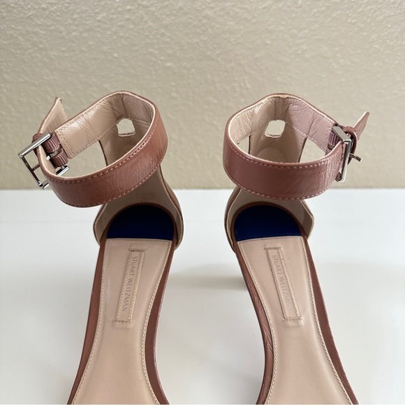 Stuart Weitzman Women's Ankle Strap Open Toe Heels Sandals in Blush Pink sz 8M - Picture 6 of 16
